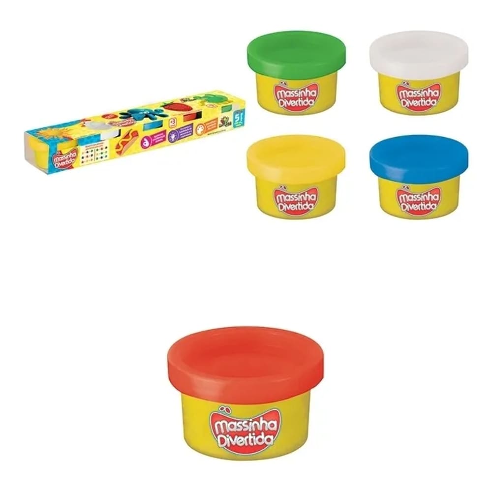 Massinha Divertida De Modelar Infantil 5 Potes
