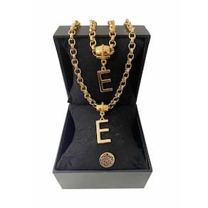 Colar + Pulseira Elo Português Grosso 6mm Letra "E"