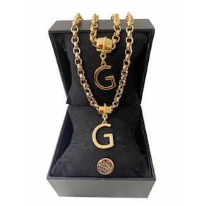 Colar + Pulseira Elo Português Grosso 6mm Letra "G"