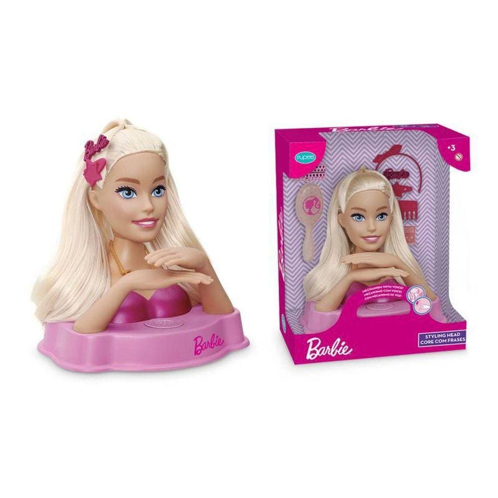 Boneca Cabeça Busto Fala 12 Frases Com Acessórios Para Enfeitar Maquiar