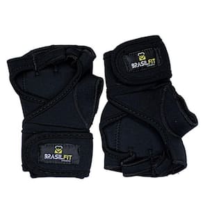 Luva Brasil Fit Musculação C/Munhequeira - Preto