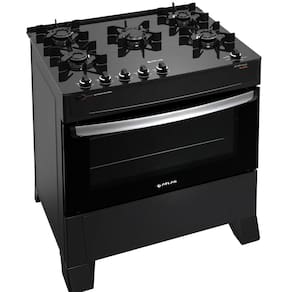 Fogão Atlas 5 Bocas preto Atenas Glass com Acendimento automático - Bivolt
