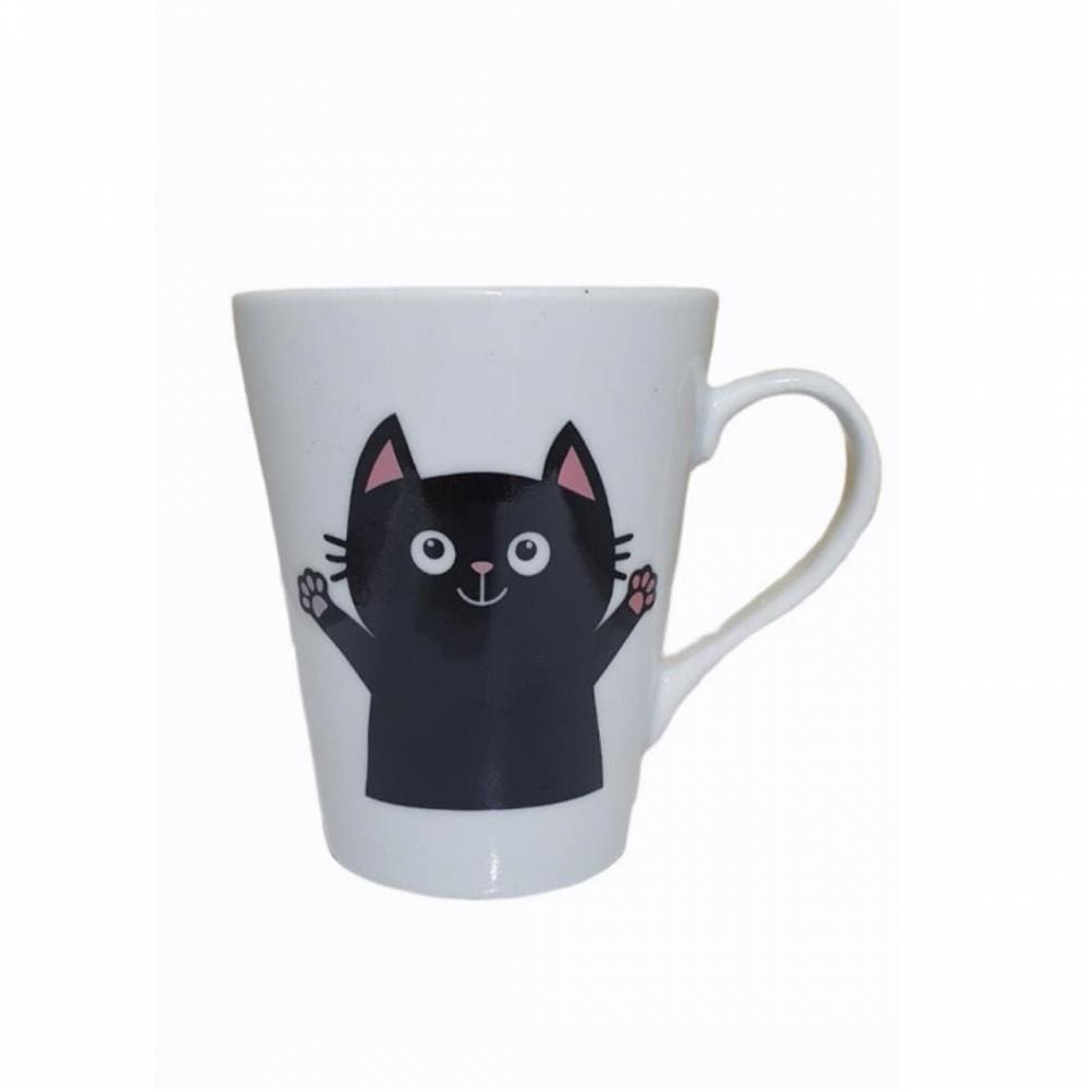 Caneca Porcelana Gatinho Preto 300 ml