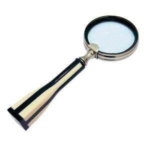 Lupa de Aumento Decorativa com Cabo em Resina Bege e Preto 19,5cm MEI0060 BTC