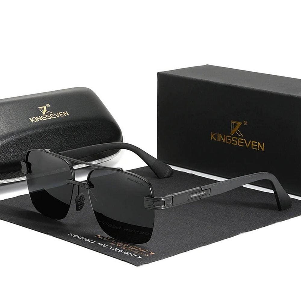 Oculos de Sol Masculino Design Quadrado KINGSEVEN Estilo Piloto Polarizados com Proteção Uv400