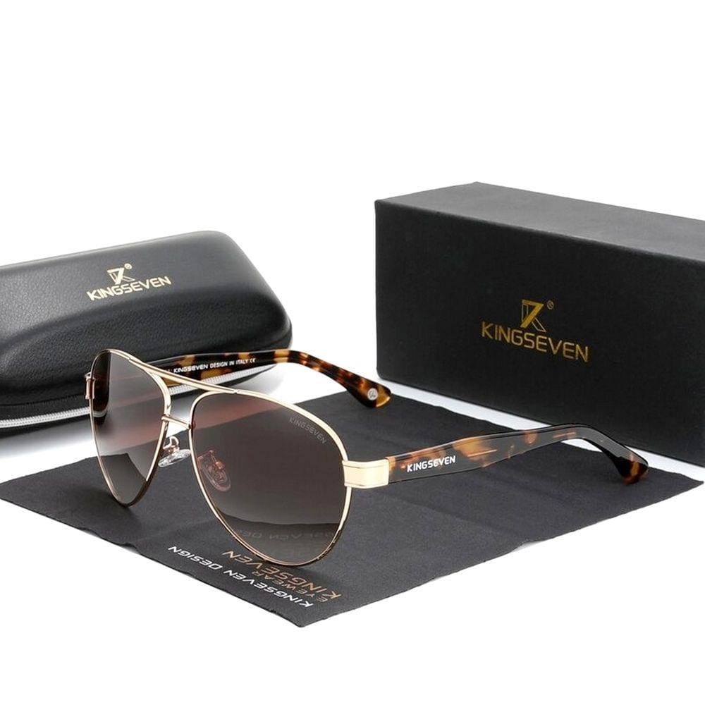Óculos de Sol Masculino Aviador Estilo Militar Kingseven Polarizados