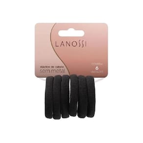 Prendedor Para Cabelos Lanossi Elástico Preto Com 6 Unidades Ref Ls2506