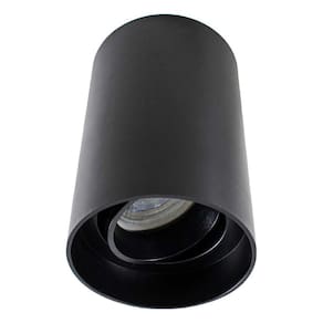 Spot Sobrepor Preto Redondo + LED Dicroica Gu10 Mr16 Branco Quente St2104