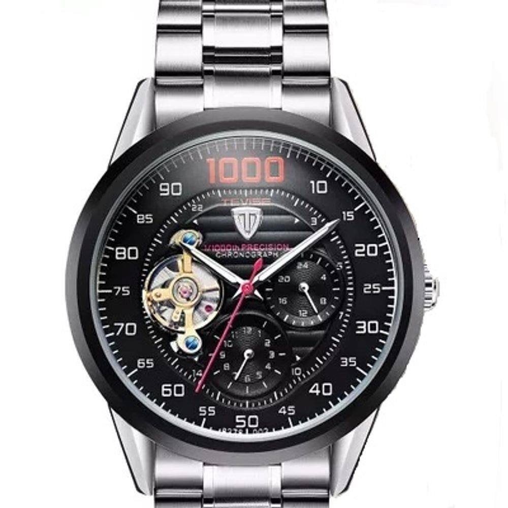 Relogio tevise 1000 automatico masculino social transparente aparece o  maquinario inox prata prateado | Casas Bahia