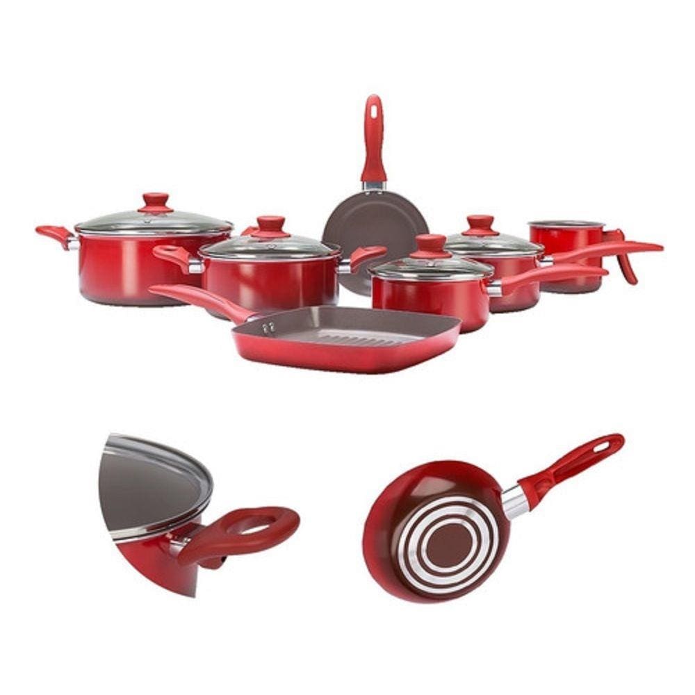 Jogo De Panelas 7 Peças Ceramic Life 2.0 Easy Vermelho 4789/103 Brinox