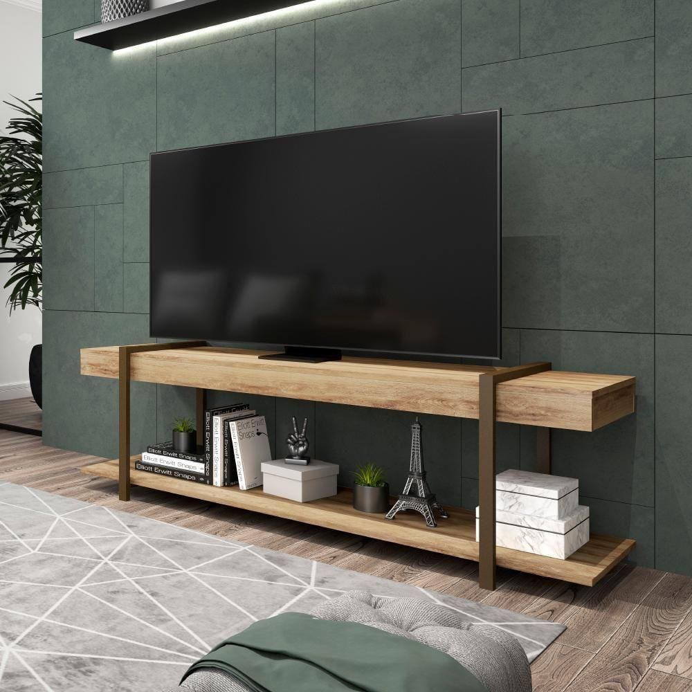 Rack para TV Madeirado e Tubos Ouro Velho Carraro