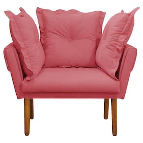 Poltrona Londres Suede Rose Pés Palito Castanho D´rossi