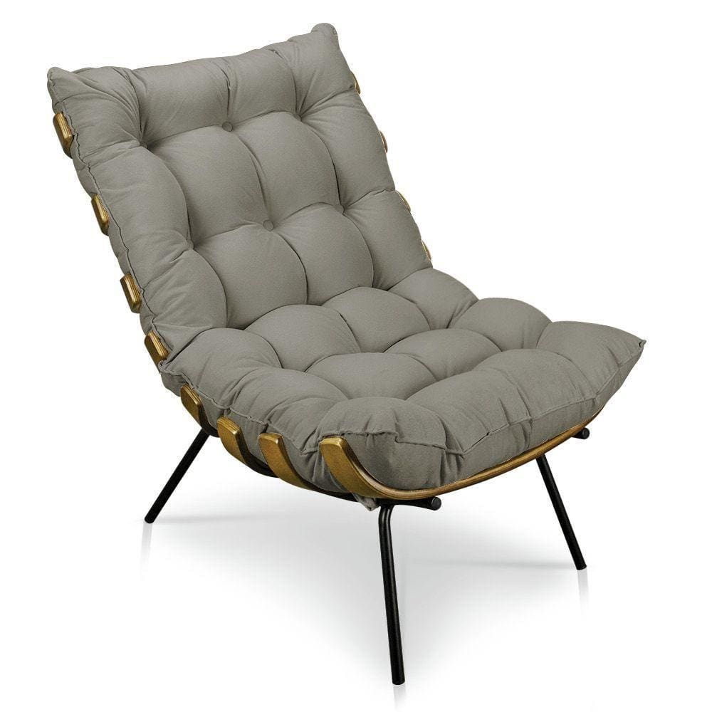 Poltrona Costela Suede Marrom Rato Drossi