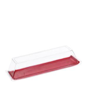 Bandeja Servir Retangular Com Tampa 15x50 Vermelha em Policarbonato Linha Profissional Cook Vemplast