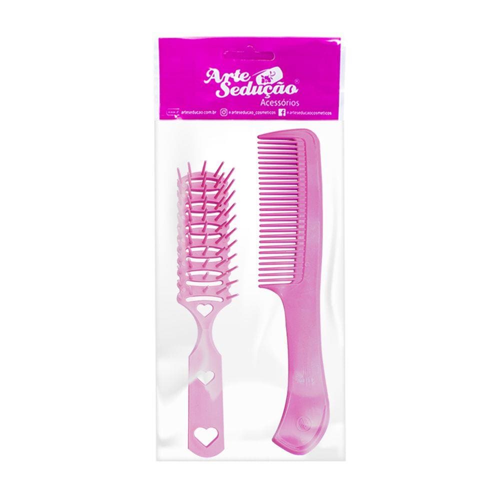 Kit 1 Escova Desembaraça Cabelos Jacaré e 1 Pente Plástico