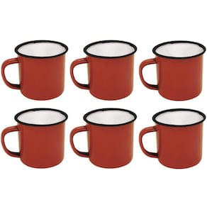 Jogo com 6 Mini Canecas Esmaltadas Vermelha 6cm - Yazi