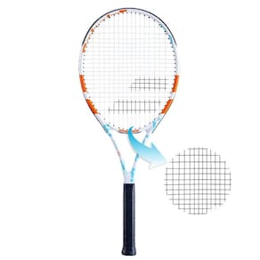 Raquete de Tênis Babolat Evoke 102 Branca/Azul/Laranja - Encordoada