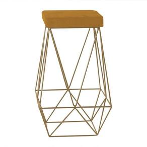 Banqueta Decorativa Kathy Base Gold Suede Mostarda Gran Belo
