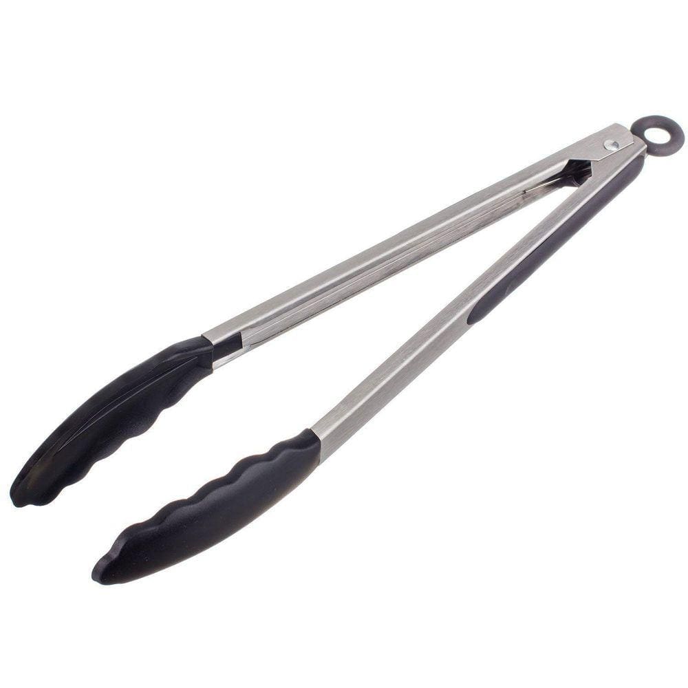 Pegador Inox Com Ponta Silicone Preto 30Cm