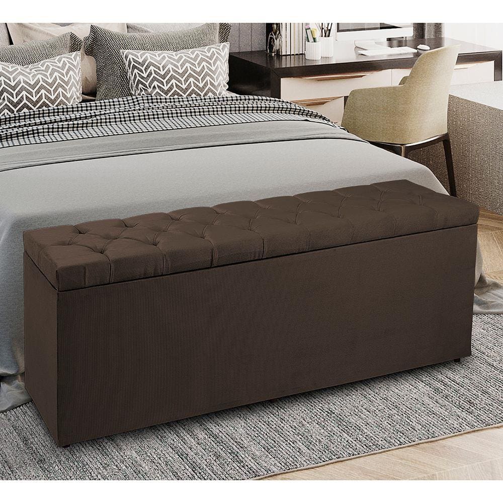 Recamier Baú 1,95m Madrid Suede Marrom Dal Poz Estofados