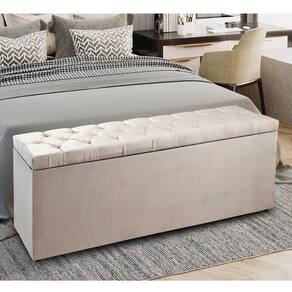 Recamier Baú 0,90m Madrid Suede Bege Dal Poz Estofados