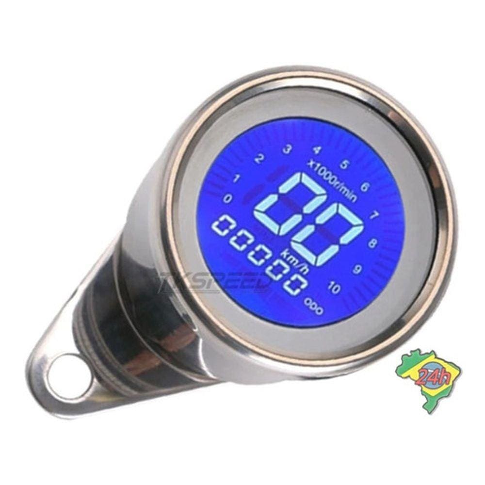 Velocímetro Universal Moto Lcd Prata Digital Medidor Rpm Óle