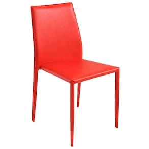 Cadeira Decorativa Sala E Cozinha Karma Pvc Vermelha