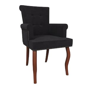 Cadeira Decorativa Belford Madeira Veludo Preto Gran Belo