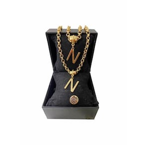 Colar + Pulseira Elo Português Grosso 6mm Letra "N"