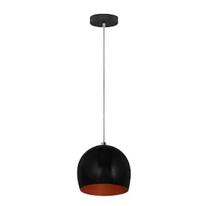 Pendente Bola Alumínio Preto Brilhante / Cobre Interno - Sciaza