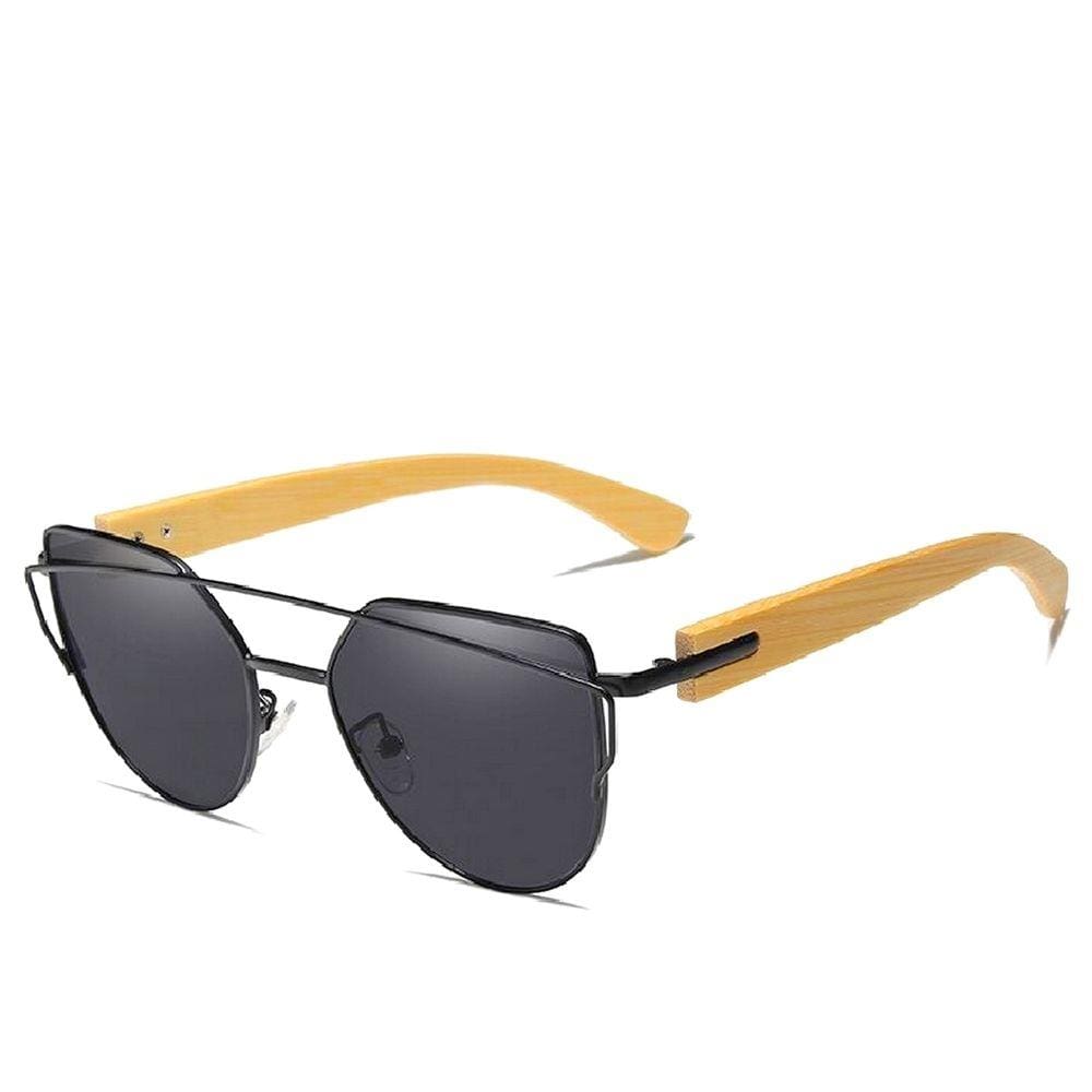 Óculos de Sol Kingseven Feminino CatEye Retro Hastes de Madeira com Proteção Uv400 Oculos Artesanal