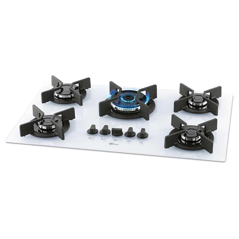 Cooktop a Gás 5 Bocas Fischer Mesa de Vidro Infinity