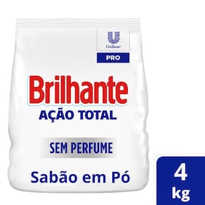 Lava Roupas em pó Brilhante sem Perfume Ação Total 4kg