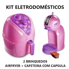 Kit Cozinha Infantil 2 Brinq AirFryer e Cafeteira c1 Capsula