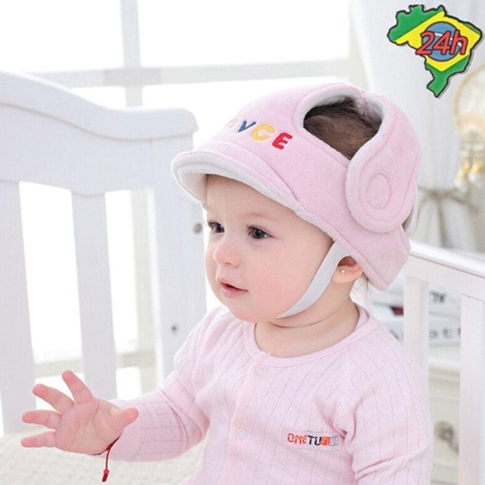 Protetor Chapeu Capacete Cabeça Infantil Bebê Crianças Rosa