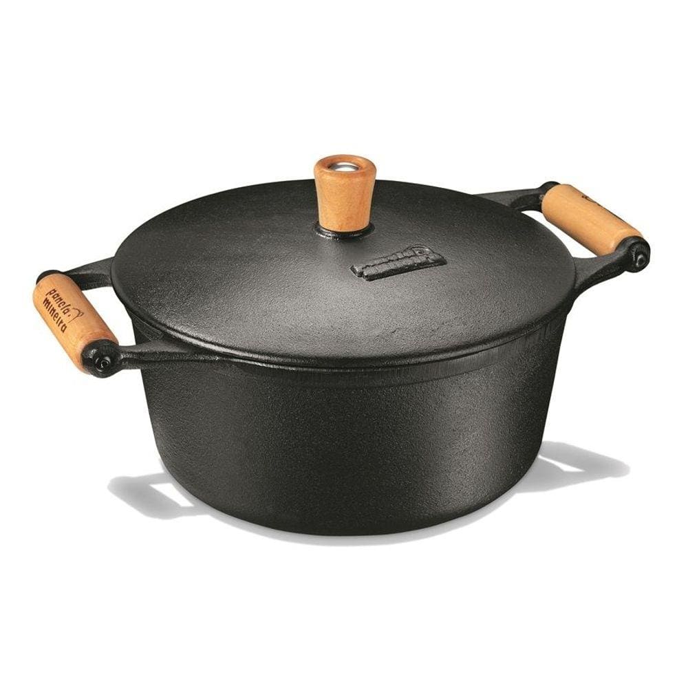 Caçarola de Ferro Fumil 3l c/ Tampa de Ferro e Alças em Madeira 23 Cm Ø