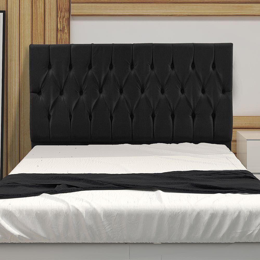Cabeceira Casal 1,60m Madrid Suede Preto Dal Poz Estofados