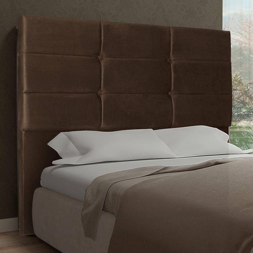 Cabeceira Casal 1,40m Toquio Suede Marrom Dal Poz Estofados
