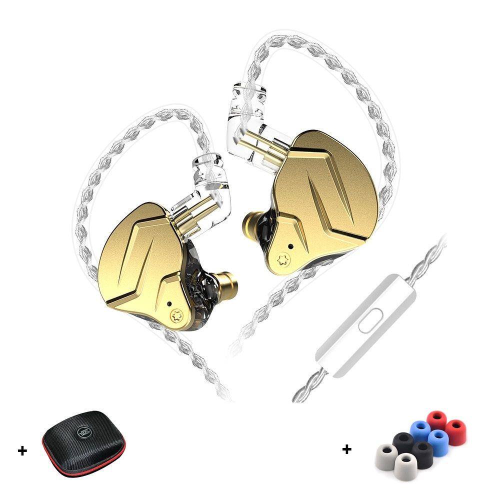 Fone de Ouvido KZ ZSN Pro X com Microfone Golden + Case | Casas Bahia