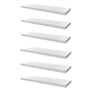 Kit 6 Prateleiras 50X25 Flutuantes Mdf 15Mm Branco Decoração