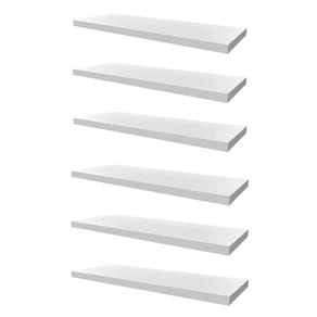 Kit 6 Prateleiras 50X25 Flutuantes Mdf 15Mm Branco Decoração