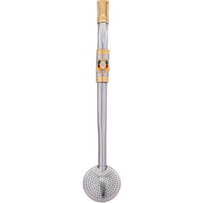 Bomba Pingente Chimarrão Aço Inox 304 Ouro 18k Inteira Brasão