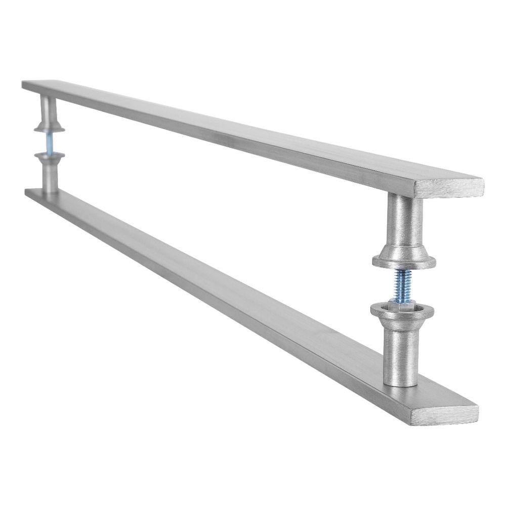 Puxador Barra Chata Inox Escovado Para Porta Madeira 70 cm