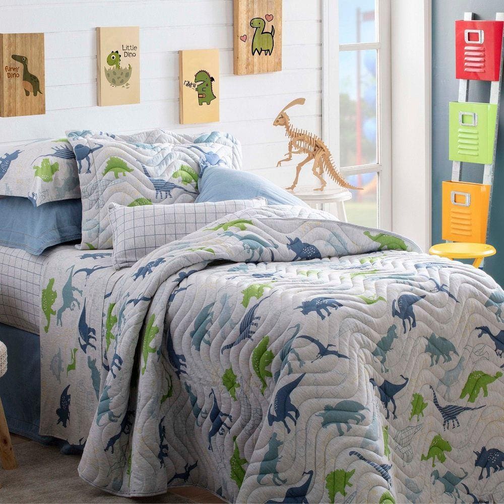 Cobreleito Solteiro em Malha Matelassê 02 Pçs Dino Naturalle