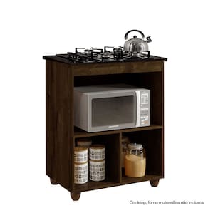 Balcão Para Cooktop de 4 Bocas 1 Porta Basculante Salvia Kaiki Móveis