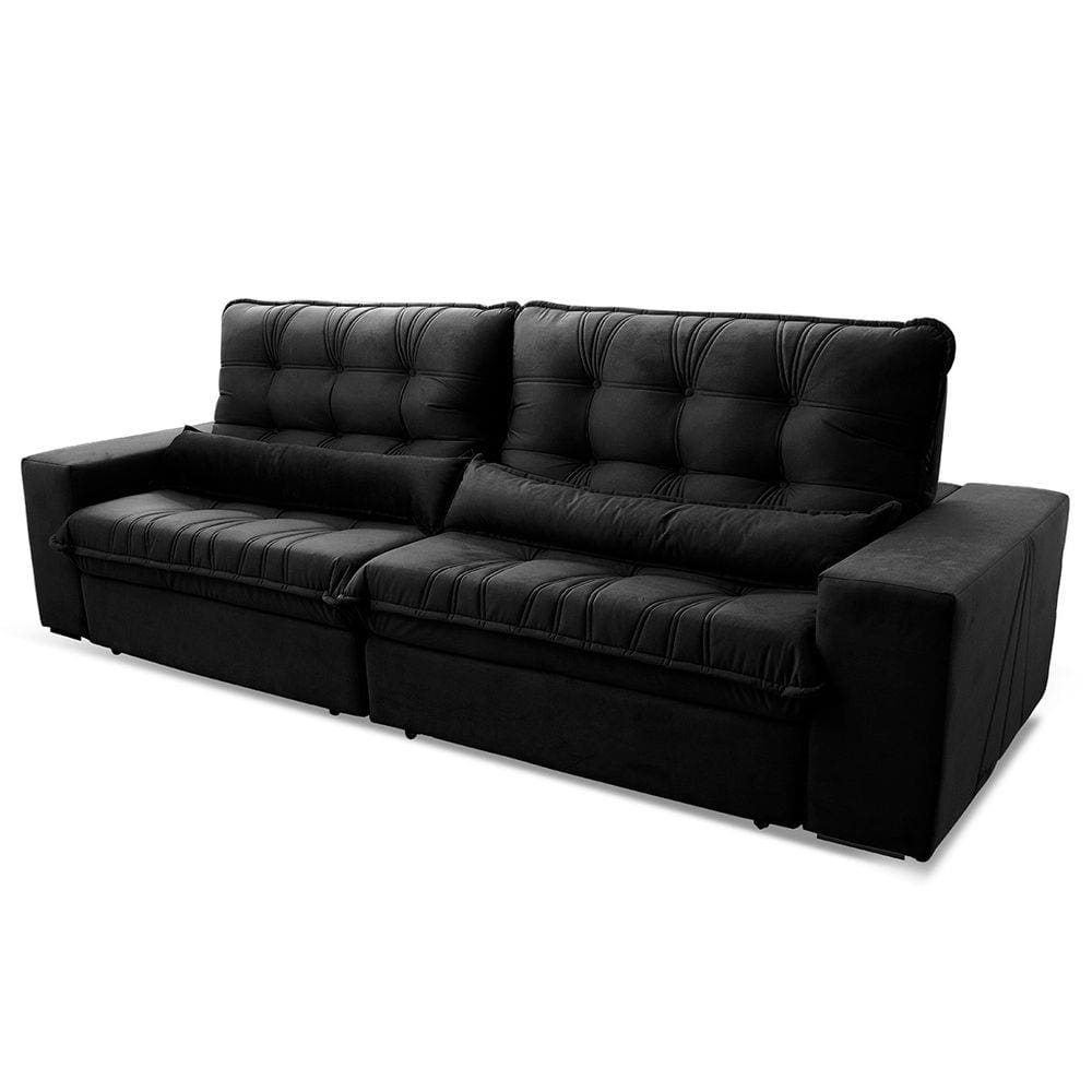 Sofá Retrátil/Reclinável Zurique 2,70m Suede Velut Cinza c/ Molas no Assento - King House