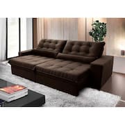 Sofá Retrátil Reclinável Zurique 2,70m Suede Velut Marrom c/ Molas no Assento - King House
