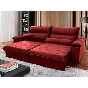 Sofá Retrátil Reclinável Grécia 2,10m Suede Velut Vermelho c/ Molas no Assento - King House