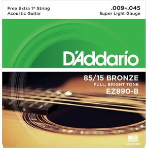 Encordoamento Violão Aço 09 D`addario 85/15 Bronze EZ890