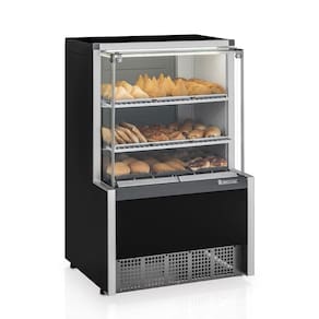 Vitrine Expositora Aurora Vidro Reto Meqa-075r Preta Com Bandeja 127V - Gelopar